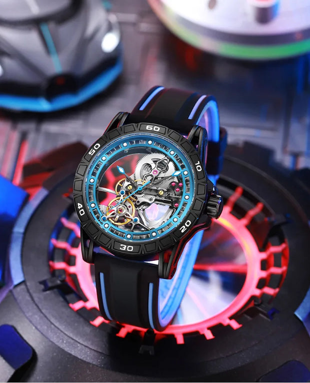 Men's Casual Mechanical Watch Automatic Luxury Brand New Sport Watches Man Hollow Out Fashion Waterproof Business Luminous Clock