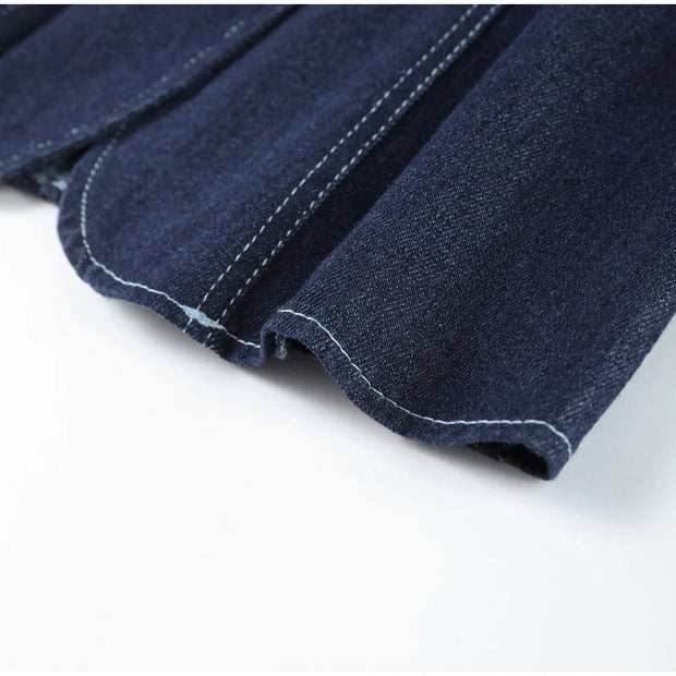 Vintage Women's Denim Sleeveless Set Crop Top With Chic Buttons Matching High Waist Slim Fit Jeans Casual Streetwear Outfits