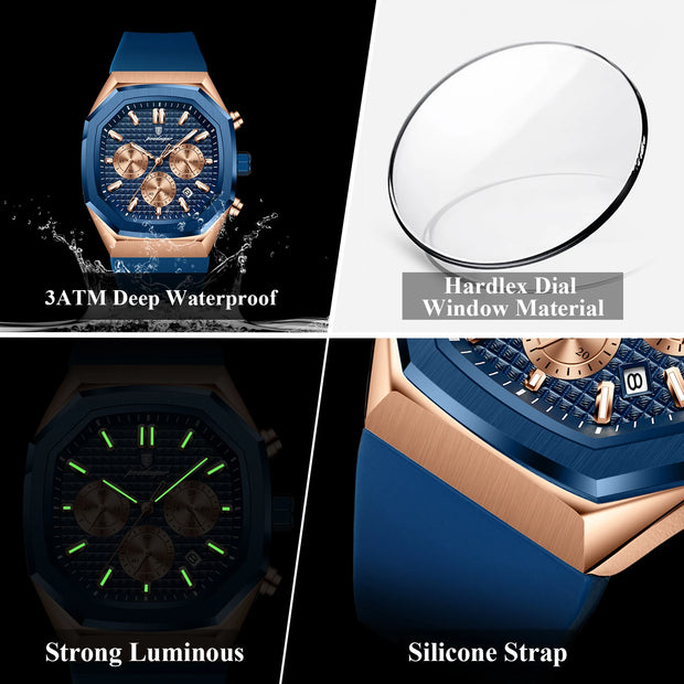 Men Waterproof Luminous Chronograph Wristwatch