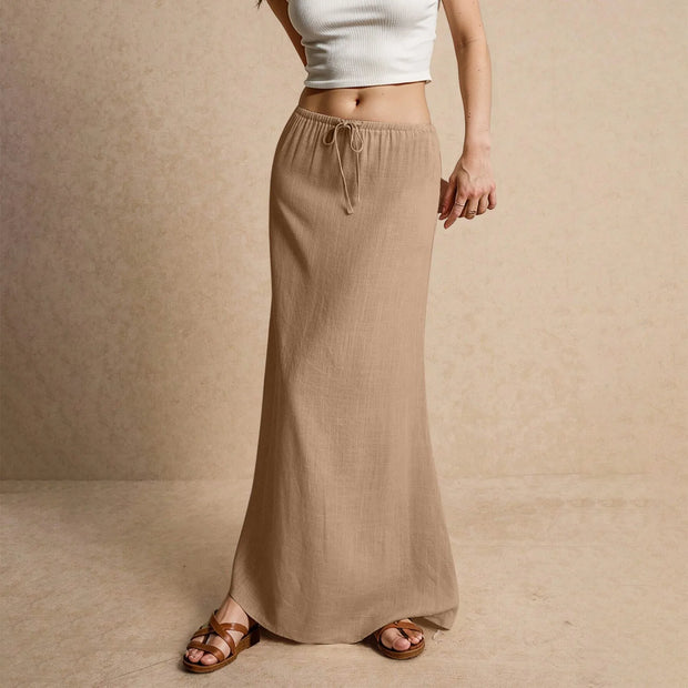 Summer Vacation Women's Summer Maxi Skirt Drawstring Low Waist A Line Casual Skirts Bodycon Long Skirt Beach Women's clothing
