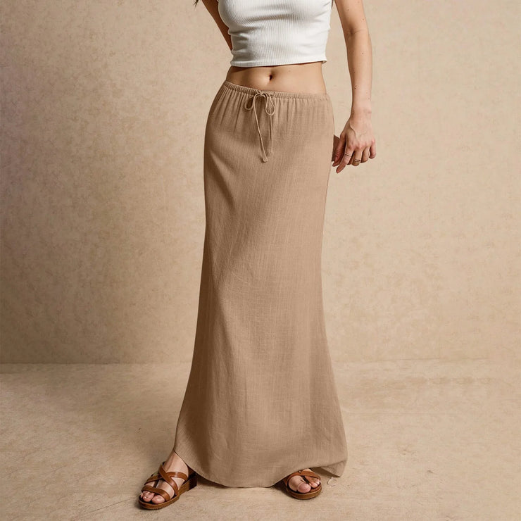 Summer Vacation Women's Summer Maxi Skirt Drawstring Low Waist A Line Casual Skirts Bodycon Long Skirt Beach Women's clothing