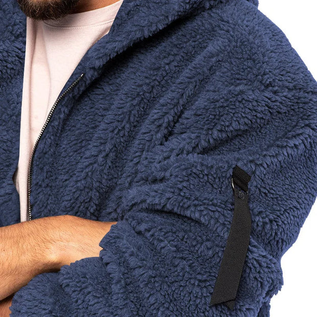 2025 Men's Casual Double-sided Plush Warm Jacket Autumn Winter Thick Wool Coats Solid Hooded Fleece Hoodies Loose Men Clothing