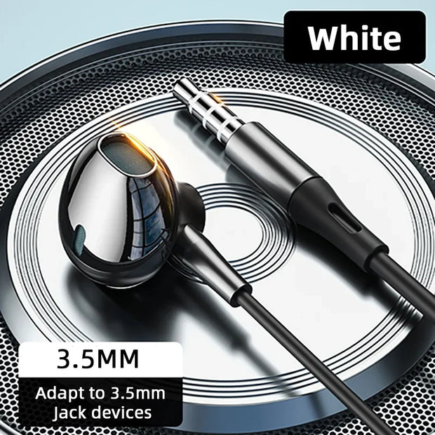 HiFi Bass Stereo Volume Control Mic 3.5mm Wired Earbuds
