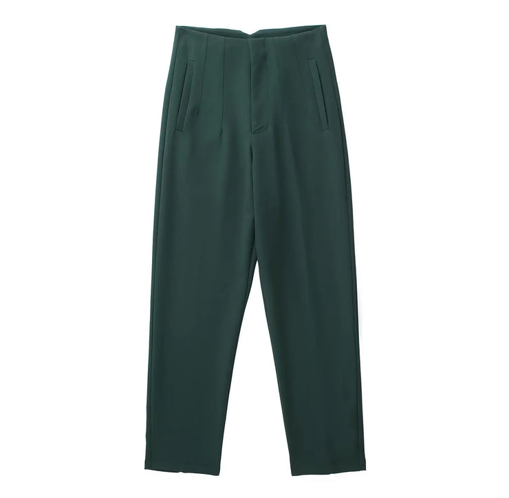 TRAFZA Women Elegant Solid Pencil Pants High Waist Pant For Women Casual Streetwear Woman Trousers Office Wear Chic Pant