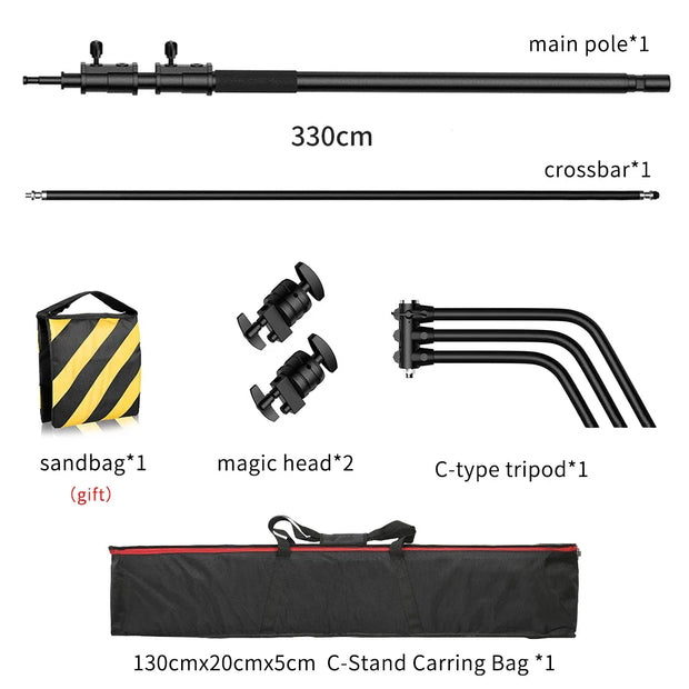 2.6M/8.5FT Stainless Steel Century Foldable Light Stand Tripod