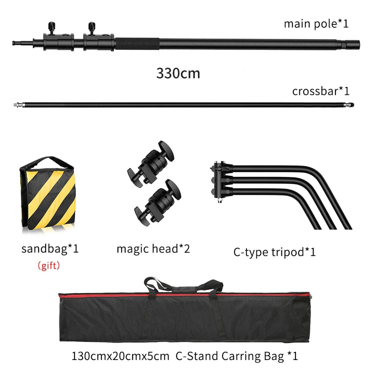 2.6M/8.5FT Stainless Steel Century Foldable Light Stand Tripod