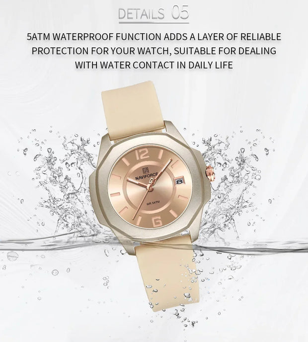 NAVIFORCE NF7107 Quartz Calendar Waterproof and Shockproof Watches for Women Clocks