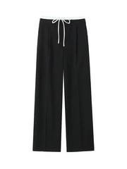 Willshela Women Fashion Solid Lace Up Side Zipper Straight Pants Vintage High Elastic Waist Female Chic Lady Trousers