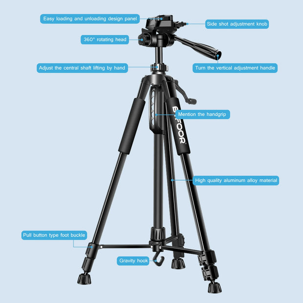 55” 140CM Travel Digital Camera Tripod