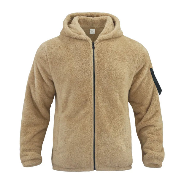 2025 Men's Casual Double-sided Plush Warm Jacket Autumn Winter Thick Wool Coats Solid Hooded Fleece Hoodies Loose Men Clothing
