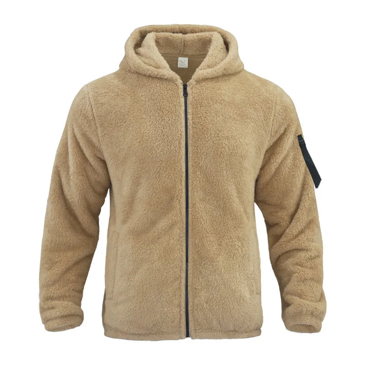 2025 Men's Casual Double-sided Plush Warm Jacket Autumn Winter Thick Wool Coats Solid Hooded Fleece Hoodies Loose Men Clothing