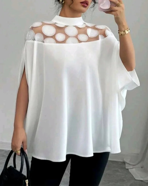 Elegant White Womens Tops And Blouses New Summer Color Mesh Off-shoulder Bat Sleeve Elegant Top For Women Shirts Women Clothes