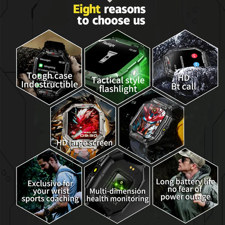 New Rugged Military LED Flashlight Smart Watch
