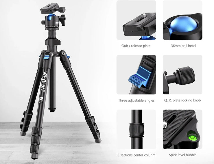 New 64.17-inch Professional Camera Tripod