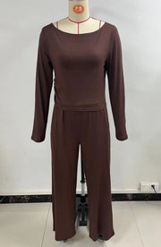 Women's Two-piece Wide Leg Pants Fashion Set Irregular Short Top Women's Clothing Yoga Exercise Set Спортивный Костюм Женский