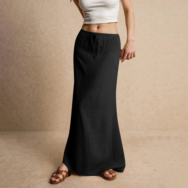 Summer Vacation Women's Summer Maxi Skirt Drawstring Low Waist A Line Casual Skirts Bodycon Long Skirt Beach Women's clothing