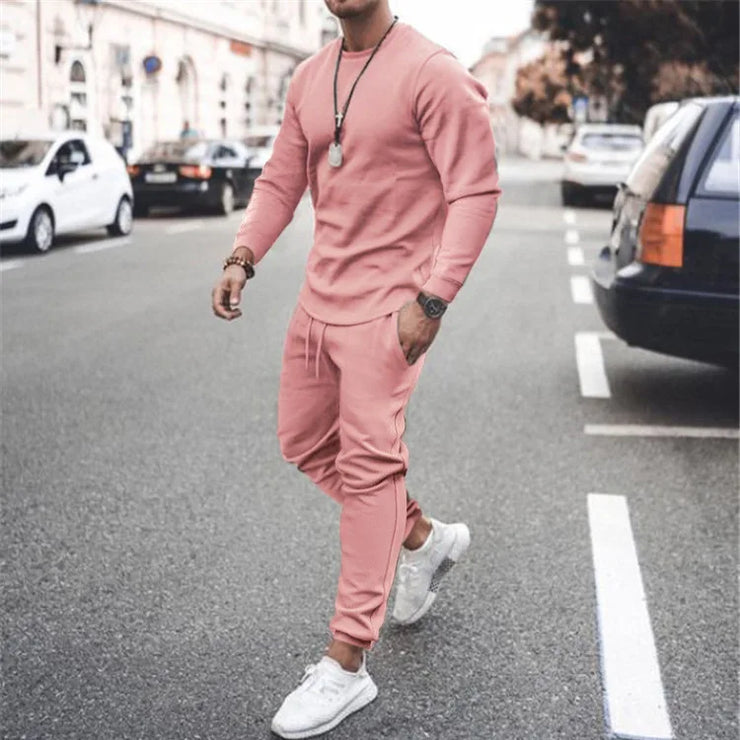 Men's Sets Casual Tracksuit Men Long Sleeve O-Neck T Shirts+Sport Long Pants Suit Casual Men Clothing Mens Joggers Sets Summer