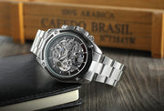 2024 Stainless Steel Skeleton Mechanical Watch Male Automatic Movement Man Wrist Watches Waterproof High End Luxury reloj hombre