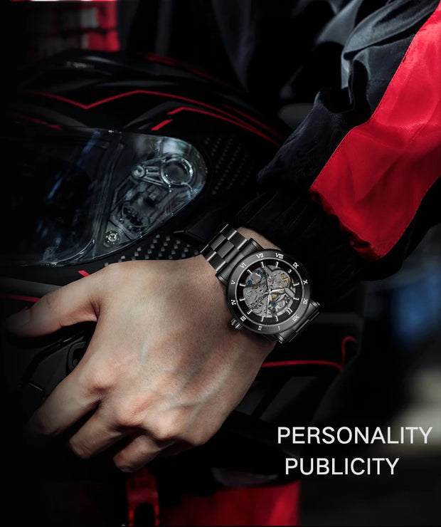 Forsining Official Automatic Mechanical Skeleton Watch Men Stainless Steel Skeleton Luminous Hands Military Business Waterproof