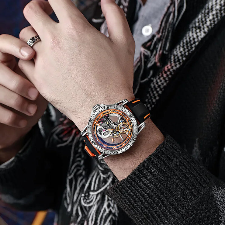 Men's Casual Mechanical Watch Automatic Luxury Brand New Sport Watches Man Hollow Out Fashion Waterproof Business Luminous Clock