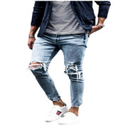 Denim Distressed Mens Pants Autumn Slim Fit and Slimming New Elastic Pants Mens Small Leg Pants