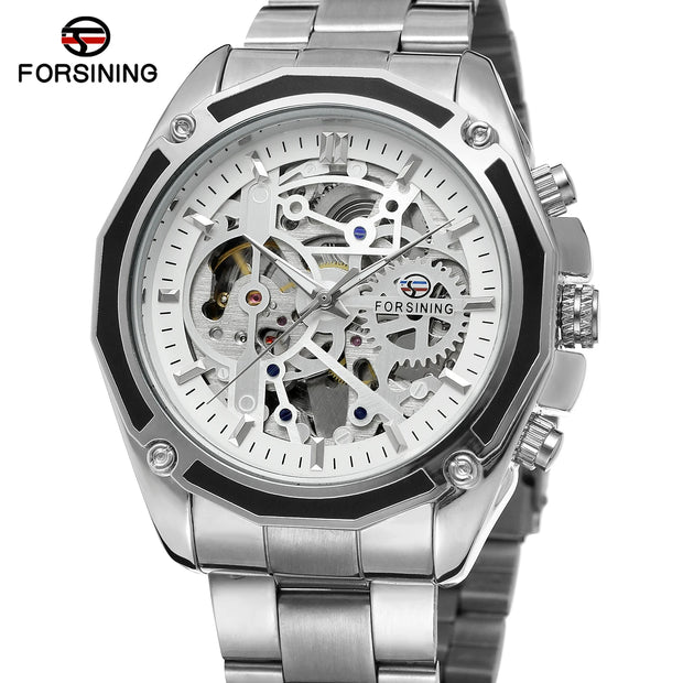2024 Stainless Steel Skeleton Mechanical Watch Male Automatic Movement Man Wrist Watches Waterproof High End Luxury reloj hombre