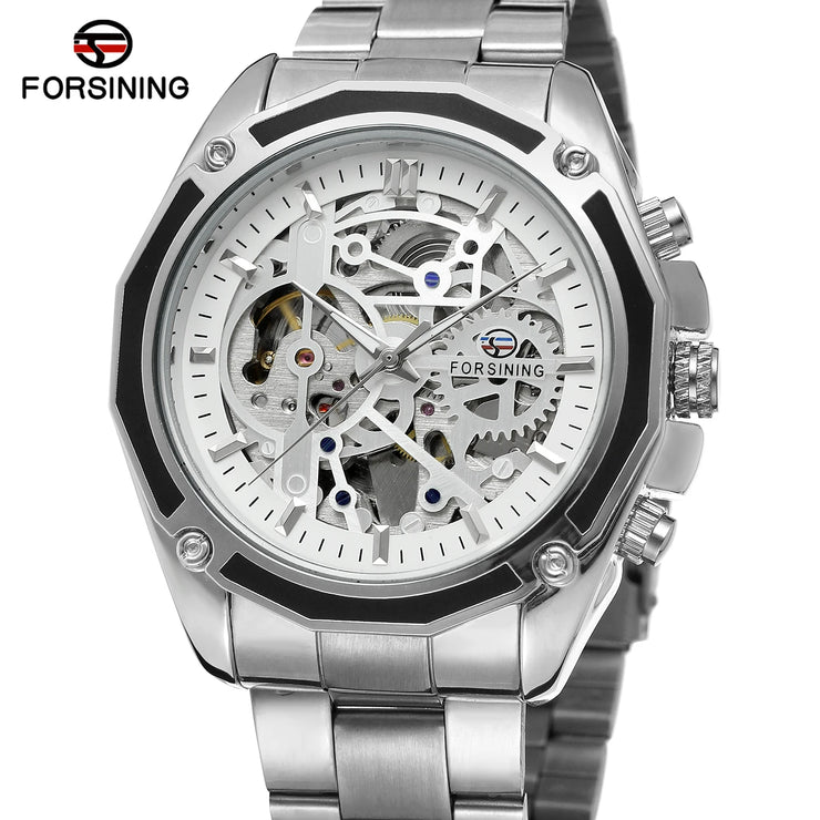 2024 Stainless Steel Skeleton Mechanical Watch Male Automatic Movement Man Wrist Watches Waterproof High End Luxury reloj hombre