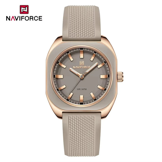NAVIFORCE Fashion Women's Watch Casual Elegant Simple Polygon Quartz Silicone Watch Gift for Women Wristwatch Relogio Feminino
