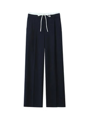 Willshela Women Fashion Solid Lace Up Side Zipper Straight Pants Vintage High Elastic Waist Female Chic Lady Trousers
