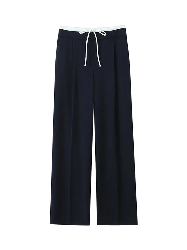 Willshela Women Fashion Solid Lace Up Side Zipper Straight Pants Vintage High Elastic Waist Female Chic Lady Trousers