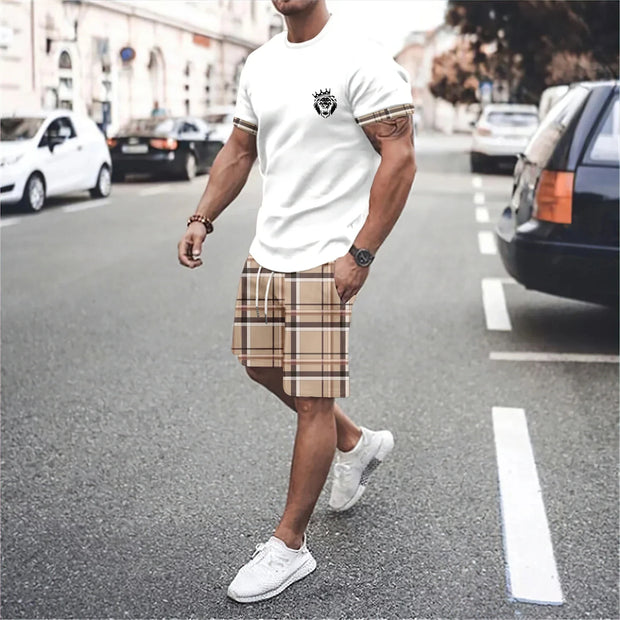 Summer Men's T-Shirts Sets Fashion Digital Printing Casual Sports breathable shorts set Oversized Clothing Men's Tees Beach Wear