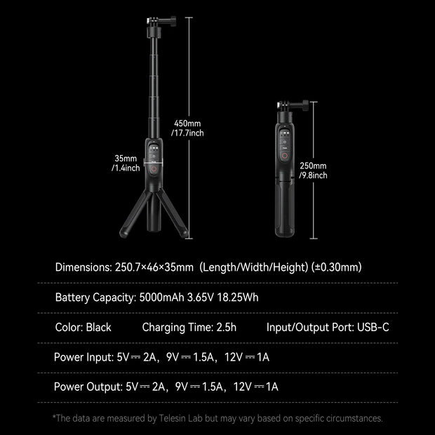 New Rechargeable Selfie Stick Tripod Stand