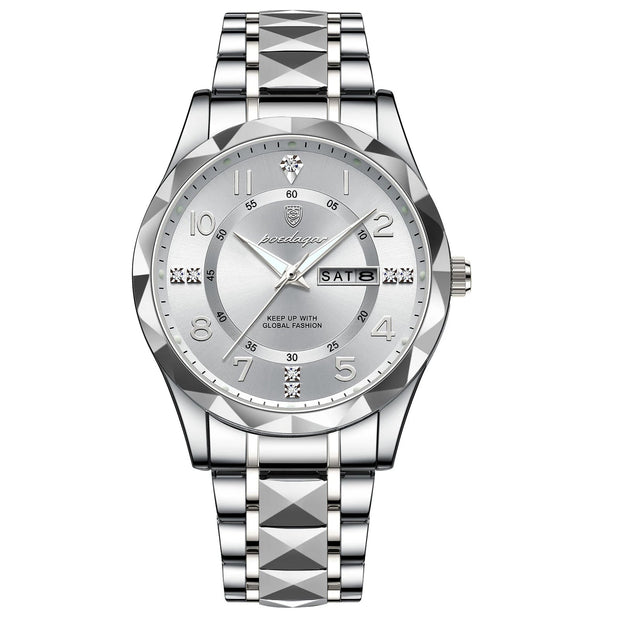 Men Quartz Waterproof Date Week Luminous Wristwatch