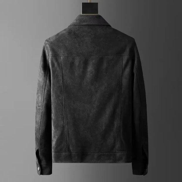 New Spring Autumn Casual Jackets Men Turn Down Collar Slim Fit England Style Deerskin Fleece Jacket Male Vintage Outwear Coats