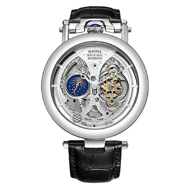 New Fashion Hollow Automatic Mechanical Watches Men Business Casual Leather Skeleton Tourbillon Wrist Watch Relogio Masculino