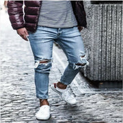 Denim Distressed Mens Pants Autumn Slim Fit and Slimming New Elastic Pants Mens Small Leg Pants