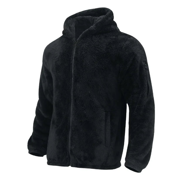 2025 Men's Casual Double-sided Plush Warm Jacket Autumn Winter Thick Wool Coats Solid Hooded Fleece Hoodies Loose Men Clothing
