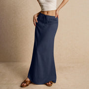 Summer Vacation Women's Summer Maxi Skirt Drawstring Low Waist A Line Casual Skirts Bodycon Long Skirt Beach Women's clothing
