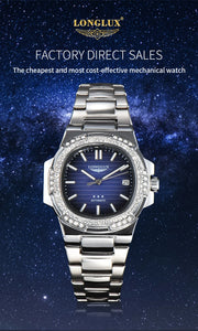LONGLUX automatic man watch diamond watch luxury stainless steel wholesale mechanical watches day date waterproof man watch