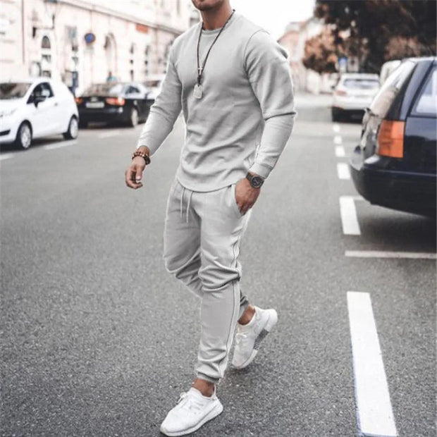 Men's Sets Casual Tracksuit Men Long Sleeve O-Neck T Shirts+Sport Long Pants Suit Casual Men Clothing Mens Joggers Sets Summer