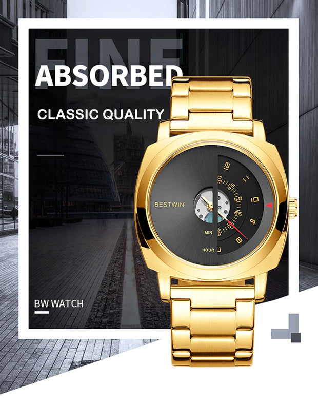 UTHAI Men's Quartz Watch Fashion Leisure Business Watch Waterproof Personalized Pointer Alloy Steel Band Watch