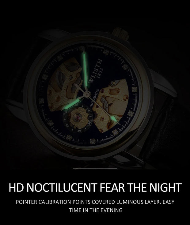 Fashion Hollow Business Tourbillon Automatic Mechanical Watch for Men