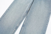 TRAFZA Jeans For Women 2024 Denim Solid Loose Zipper Fly Female Hole Trouser Pockets Wild Basic Commute Woman Wide Leg Long Pant