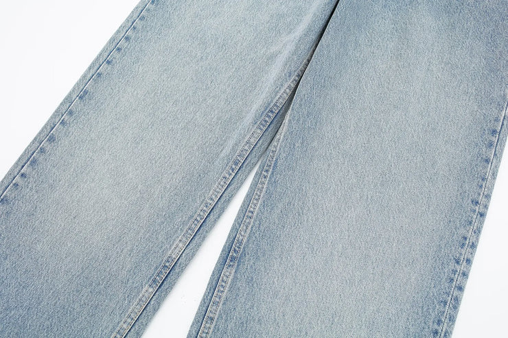 TRAFZA Jeans For Women 2024 Denim Solid Loose Zipper Fly Female Hole Trouser Pockets Wild Basic Commute Woman Wide Leg Long Pant