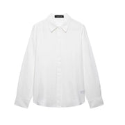 TFMLN 2025 Women Blouse Trouser Sets Office Ladies Elegant Long Sleeve Casual Loose Shirt Wide Leg Pant Suits Simple Outfits