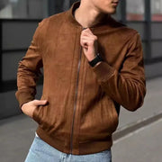 2024 Autumn Retro Suede Solid Color Men's Jacket Casual Zipper Pocket Top Male Coat Winter Long Sleeve Streetwear Men's Clothing