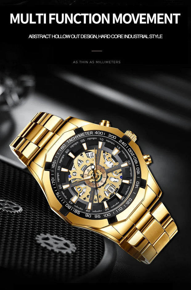 BINBONG Business Men's Watches Waterproof Calendar Luminous Fashion Quartz Watch For Man Stainless Steel Male Clock Reloj Hombre