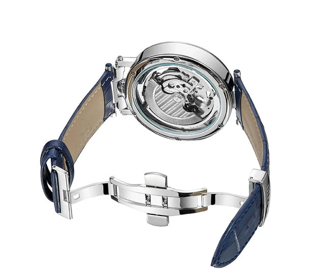 New Fashion Hollow Automatic Mechanical Watches Men Business Casual Leather Skeleton Tourbillon Wrist Watch Relogio Masculino