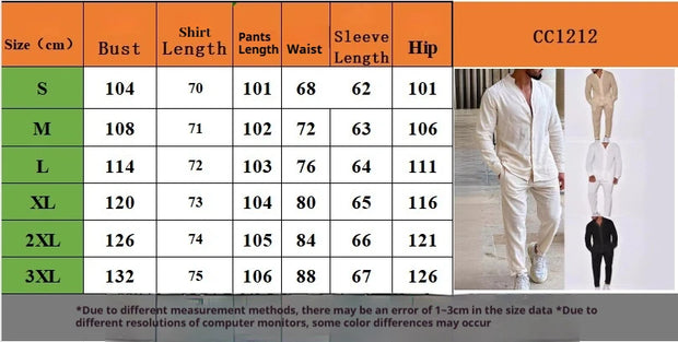 Mens Sets Linen Spring Autumn Leisure Suit Long Sleeve Shirts and Trousers Two Piece Sets Fashion Men Hot Sales Comfortable