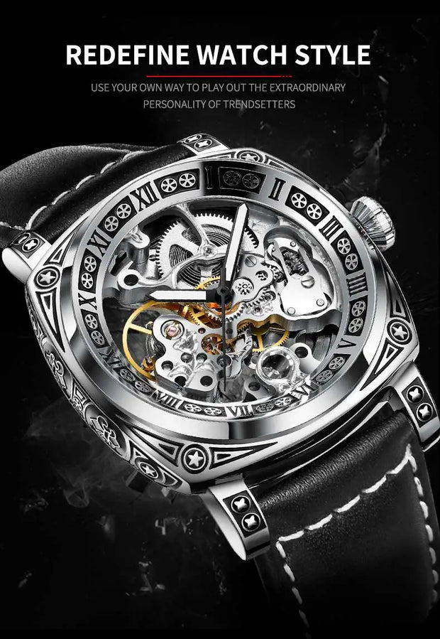 Authentic Brand Carved Watches Fully Automatic men watches Hollowed Fashion Mechanical Watches luxury MAN WATCH Reloj Hombre